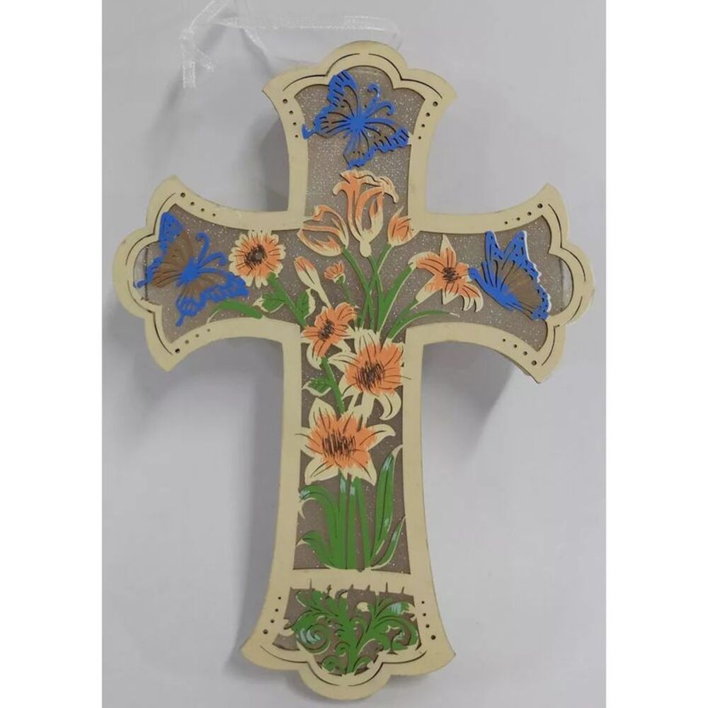 7 1/2 inch Illuminated Cross Wall Hanging, Battery Operated